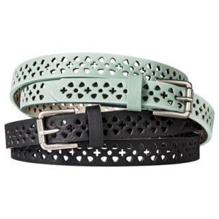 Mossimo Supply Co. Two Pack Perforated Skinny Belt   Black/Mint XS