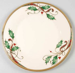 Lenox China Holiday Nouveau Gold Salad Plate, Fine China Dinnerware   Holly, Ber