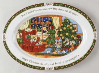 Portmeirion Christmas Story 16 Oval Serving Platter, Fine China Dinnerware   Sc