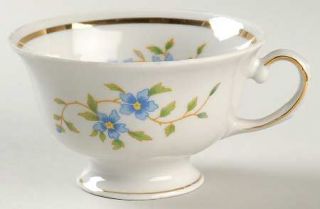 Favolina Maria (Gold Trim) Footed Cup, Fine China Dinnerware   Blue Flowers, Gre
