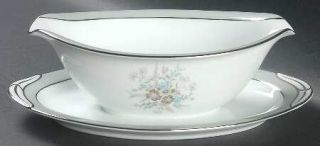 Noritake Corsage Gravy Boat with Attached Underplate, Fine China Dinnerware   Pa