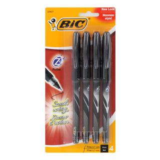 Bic Z4+ Black Roller Stick Pen (pack Of 4) (BlackModel: BICZ4CP41BLKPoint Type: Fine Point Size: 0.7 mm Includes: Four (4) pens 0.7 mm Includes: Four (4) pens )