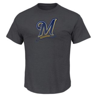 MLB Mens Milwaukee Brewers Crew Neck T Shirt   Grey (S)