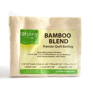 Legacy Queen size Bamboo/ Cotton Blend Batting With Scrim (QueenBreathable Natural antibacterial propertiesModel: B 96Includes: One (1) packageMaterials: 50 percent bamboo/50 percent natural cottonDimensions: 96 inches long x 108 inches wide )