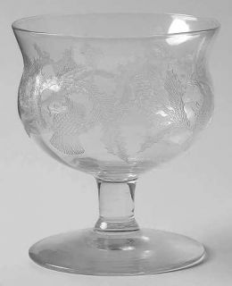 Central Glass Works Thistle Brandy Glass   Stem 528, Etched Thistle Design