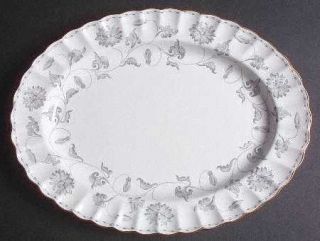 Spode Colonel Gray (Gold) 12 Oval Serving Platter, Fine China Dinnerware   Gray