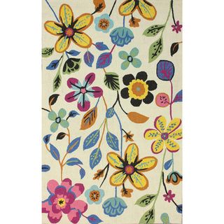 Nuloom Handmade Floral Multi Wool Rug (76 X 96) (IvoryPattern: FloralTip: We recommend the use of a non skid pad to keep the rug in place on smooth surfaces.All rug sizes are approximate. Due to the difference of monitor colors, some rug colors may vary s