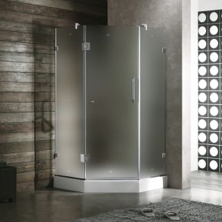 Vigo Industries VG6062BNMT36WRS Shower Enclosure, 36 x 36 Frameless NeoAngle 3/8 Right Door LowProfile Base Frosted/Brushed Nickel