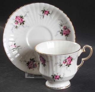 Princess House Windsor Rose Footed Cup & Saucer Set, Fine China Dinnerware   Rib