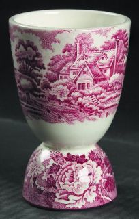 Enoch Wood & Sons English Scenery Pink (Older,Smooth) Double Egg Cup, Fine China
