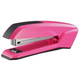 Stanley Bostitch Pink Ascend Stapler (Pink Stapler type: Full strip desktop Staple capacity: 210 staples Size of staple used: .25 inch Type of staple used: Standard Sheet capacity: 20 Staple loading: Top Throat depth: 3.75 inches Quantity: One (1) stapler