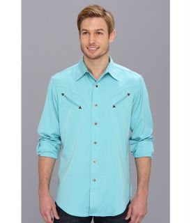 Roper 65P/35R Solid Twill w/ Smile Pkts Mens Long Sleeve Button Up (Blue)