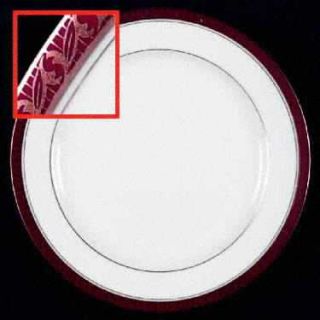 Noritake Theresa Salad Plate, Fine China Dinnerware   Burgundy Band W/Gold Decor