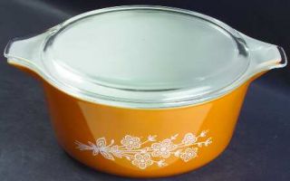 Corning Butterfly Gold 2.5 Qt Round Covered Casserole, Fine China Dinnerware   C