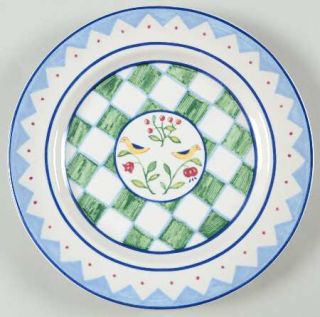 Coventry (PTS) Folklore Salad Plate, Fine China Dinnerware   Blue Lines,Birds,Gr