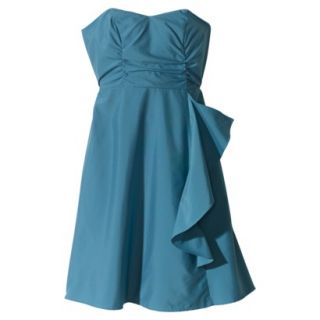 TEVOLIO Womens Strapless Taffeta Dress w/Ruffle   Blue Ocean   8