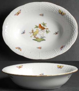 Herend Rothschild Bird (Ro) 10 Oval Vegetable Bowl, Fine China Dinnerware   Bir