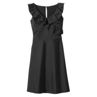TEVOLIO Womens Plus Size Taffeta V Neck Ruffle Dress   Ebony   26W