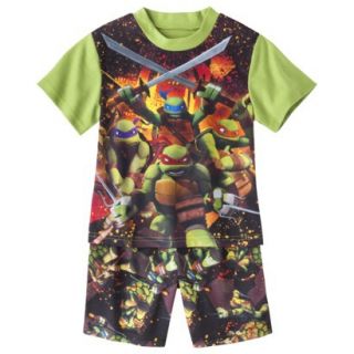 Teenage Mutant Ninja Turtles Boys 2 Piece Short Sleeve Pajama Set   Black XS
