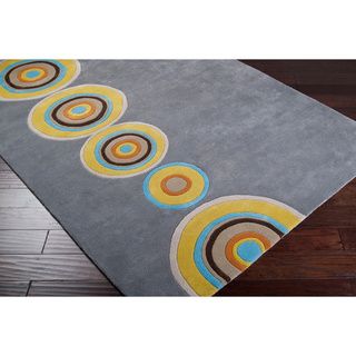 Hand tufted Contemporary Multi Colored Circles Geometric Vibrant New Zealand Wool Rug (8 X 11)