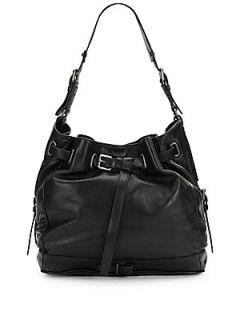 Aubrey Leather Shoulder Bag   Black