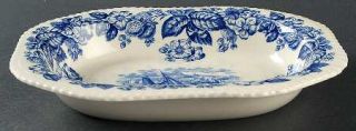 Spode Old Salem Blue (Gadroon) 10 Oval Vegetable Bowl, Fine China Dinnerware  