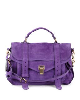 PS1 Suede Medium Satchel Bag, Purple   Proenza Schouler