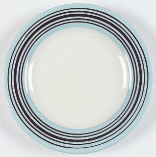 Laurie Gates Casual Blues Salad Plate, Fine China Dinnerware   Brown Bands On Bl