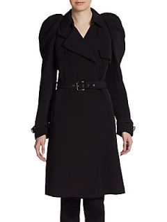 Belted Silk Blend Coat   Black