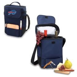 Picnic Time Buffalo Bills Duet Tote (NavyComes with wine and cheese service for two InsulatedAdjustable shoulder strapDimensions: 14 inches high x 10 inches wide x 6 inches deepIncludesOne (1) 6 x 6 inch cheese boardStainless steel cheese knife with woode