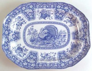 Spode Festival Blue 16 Oval Serving Platter, Fine China Dinnerware   Blue/White