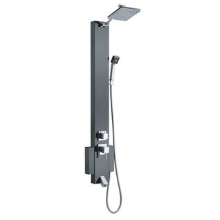 Blue Ocean 48 inch Stainless Steel Shower Panel Tower With Rainfall Shower Head (BlackMaterial: Stainless SteelFinish: Brass, Chrome, Stainless SteelIncludes Hardware: YesProduct Model: SPS824 Stainless SteelFinish: Brass, Chrome, Stainless SteelIncludes 