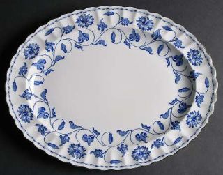 Spode Colonel Blue (Platinum) 14 Oval Serving Platter, Fine China Dinnerware  
