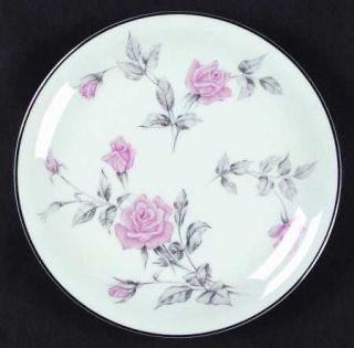 Noritake 5691 Salad Plate, Fine China Dinnerware   Pink Roses W/Gray Leaves,Plat