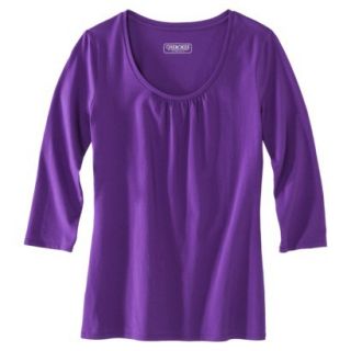 Womens Refined 3/4 Sleeve Scoop Tee   Royal Purple   XXL