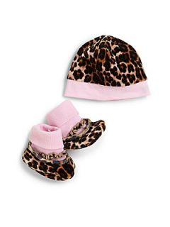 Juicy Couture Infants Two Piece Leopard Print Hat & Booties Set   Leopard