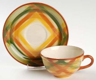 Metlox   Poppytrail   Vernon Homespun Flat Cup & Saucer Set, Fine China Dinnerwa
