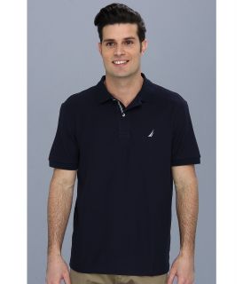 Nautica S/S Solid Polo With Tape Mens Short Sleeve Pullover (Navy)