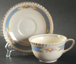Johnson Brothers Belvedere Flat Cup & Saucer Set, Fine China Dinnerware   Old En
