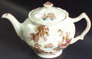 Johnson Brothers Old Mill, The Brown/Multicolor Teapot & Lid, Fine China Dinnerw