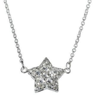 Star Pendant Necklace with Crystals   Silver/White