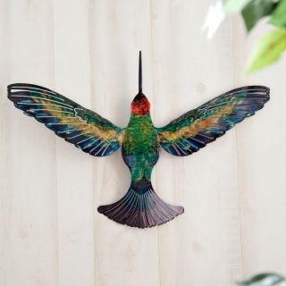 3D Hummingbird Metal Outdoor Wall Art Multicolor   WA3DLHUMMIBL/GR