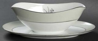 Noritake Greencrest Gravy Boat with Attached Underplate, Fine China Dinnerware  