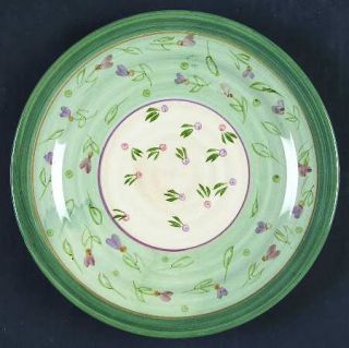 Tienshan Peasant Poetry Salad Plate, Fine China Dinnerware   Green Vine&Band,Yel
