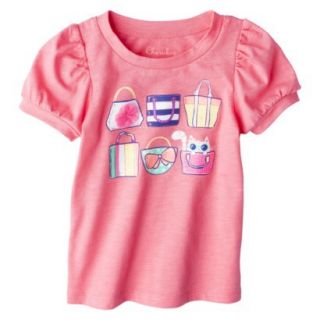 Cherokee Infant Toddler Girls Puff Sleeve Beach Bag Tee   Fruit Punch Pink 18 M
