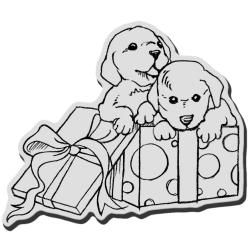Stampendous Christmas Cling Rubber Stamp : Puppy Pals