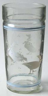 Anchor Hocking Country Geese 16 Oz Flat Tumbler   White Geese/Blue Bands Decal