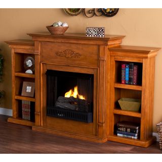 Upton Home Dublin Glazed Pine Gel Fuel Fireplace With Bookshelves (Glazed pineMantel supports up to 85 pounds, ideal for up to a 42 inch flat screen television.Fuel requiredType of fuel: FireGlo gel fuelNone of the mess of a wood burning fireplace, emits 