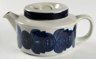 Arabia of Finland Anemone Blue Teapot & Lid, Fine China Dinnerware   Blue Bands,