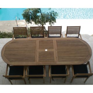 Royal Teak 96   120 in. Family Oval Extension Avant Patio Dining Set   Seats 8